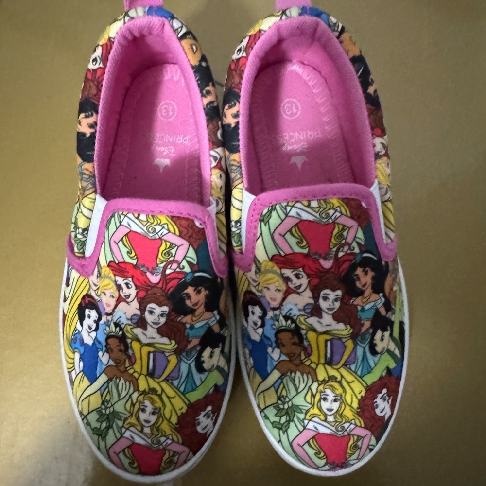 Disney Princess Pink Sneakers Vibrant Slip-On Shoes - Picture 2 of 3